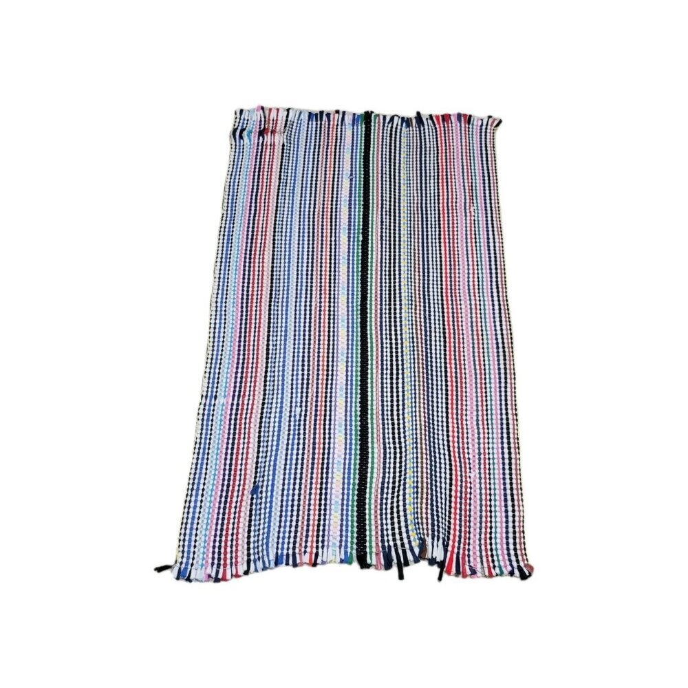 Rag Rug Runner 42" x 25" Woven Colorful Vintage